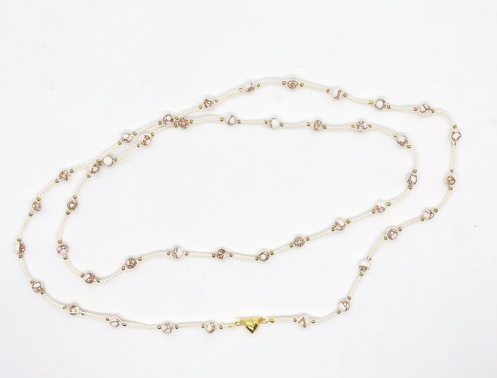 Thumbnail: White Howlite stones long necklace