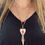 Thumbnail: Red glas beads and big heart pendant long woven necklace