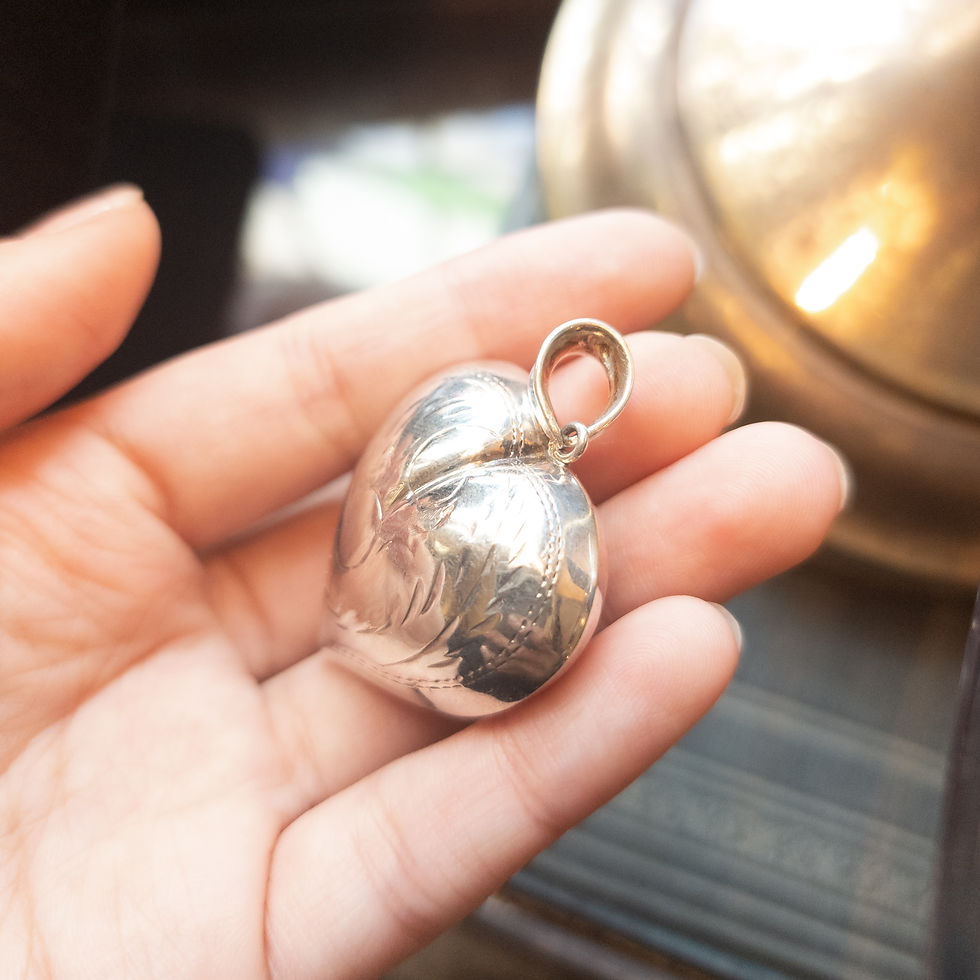 サムネイル： シルバー925 ぷっくりハートヴィンテージペンダント　