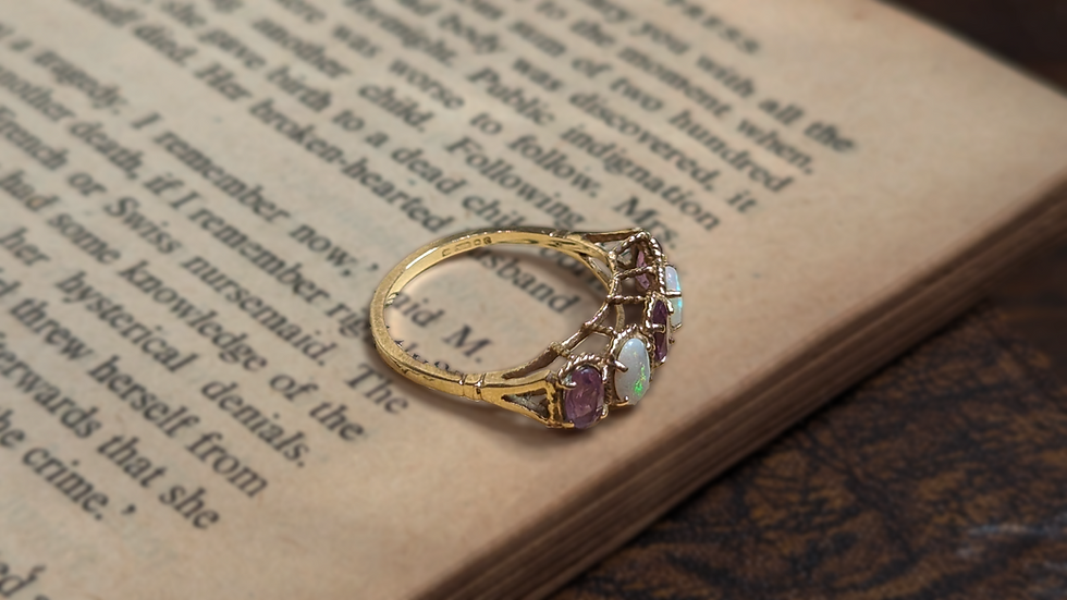 サムネイル： 9金　オパール＆アメジスト　ヴィンテージリング
