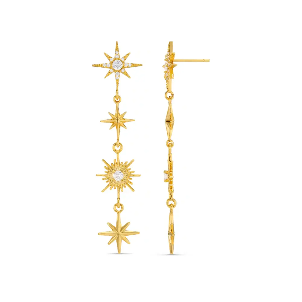 ステートメントクリスタルスターバーストドロップピアス