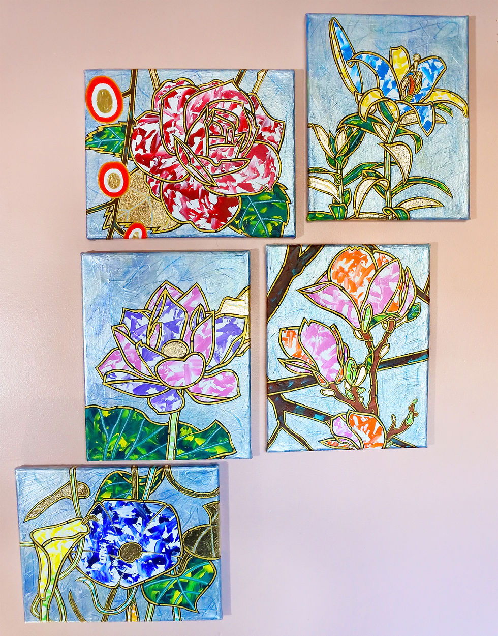 Harmony 30.5x22.9cm/ 12x9" each, Acrylic and mixed media on canvas, 2022