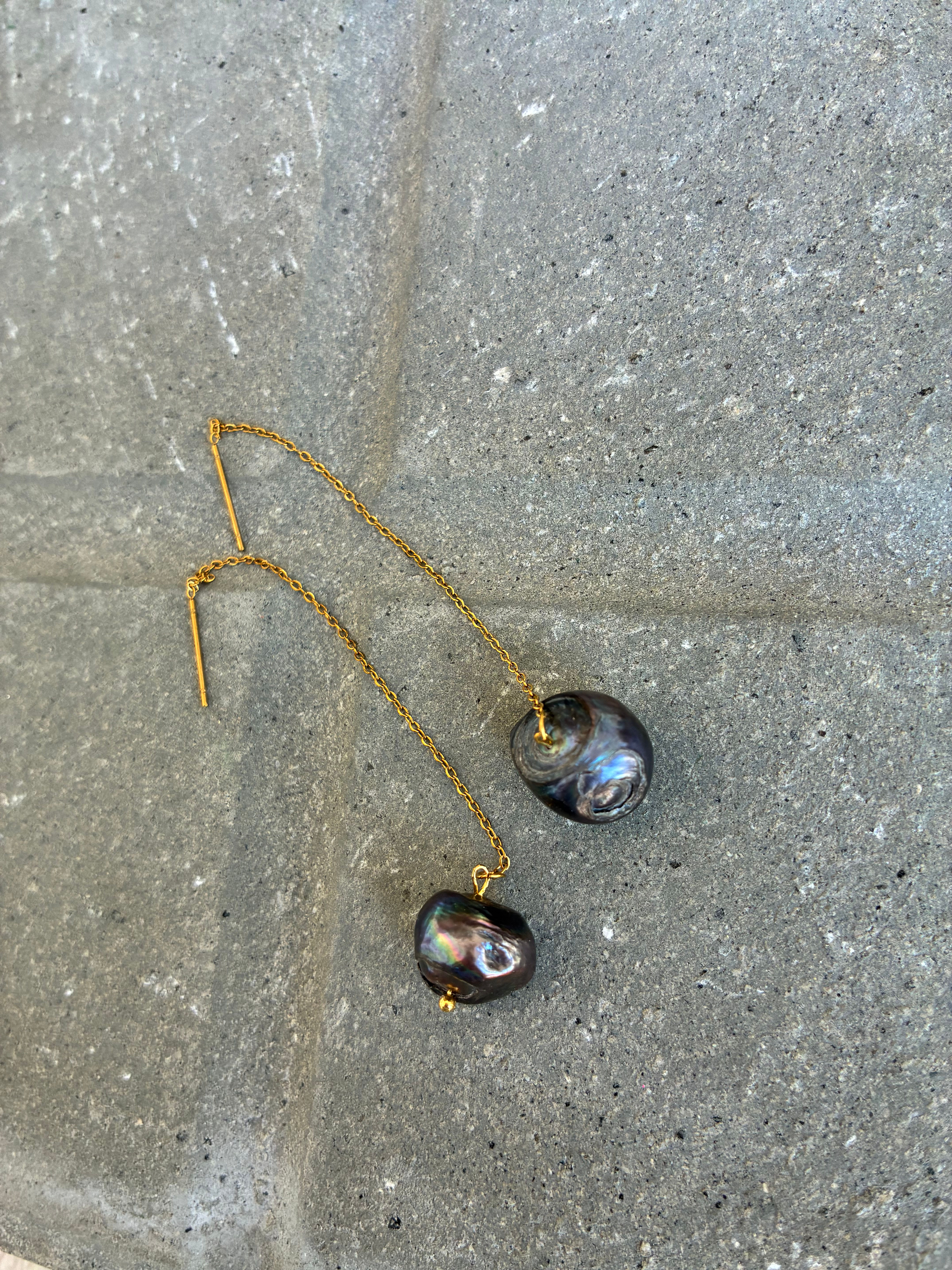 Midnight Pearls Earrings ONE OF A KIND