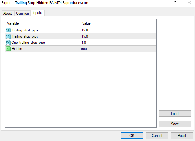 Trailing Stop Hidden EA MT4