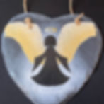 angel silhouette with wings painted slate