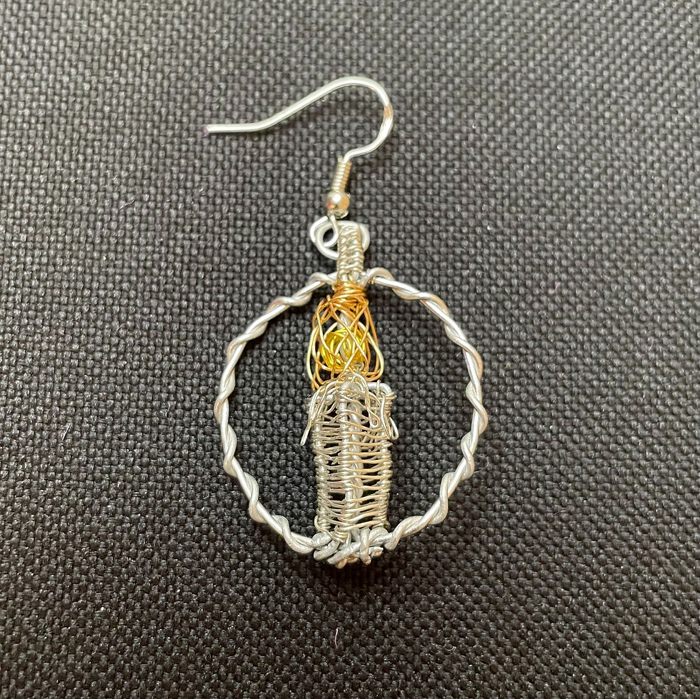 Silver candle in ring earring