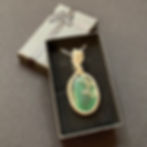 malachite cabochon silver pendant necklace in gift box
