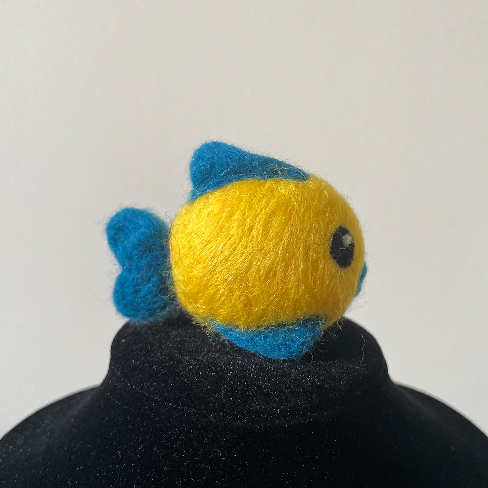 Thumbnail: Blue & Yellow needle felted fish side view