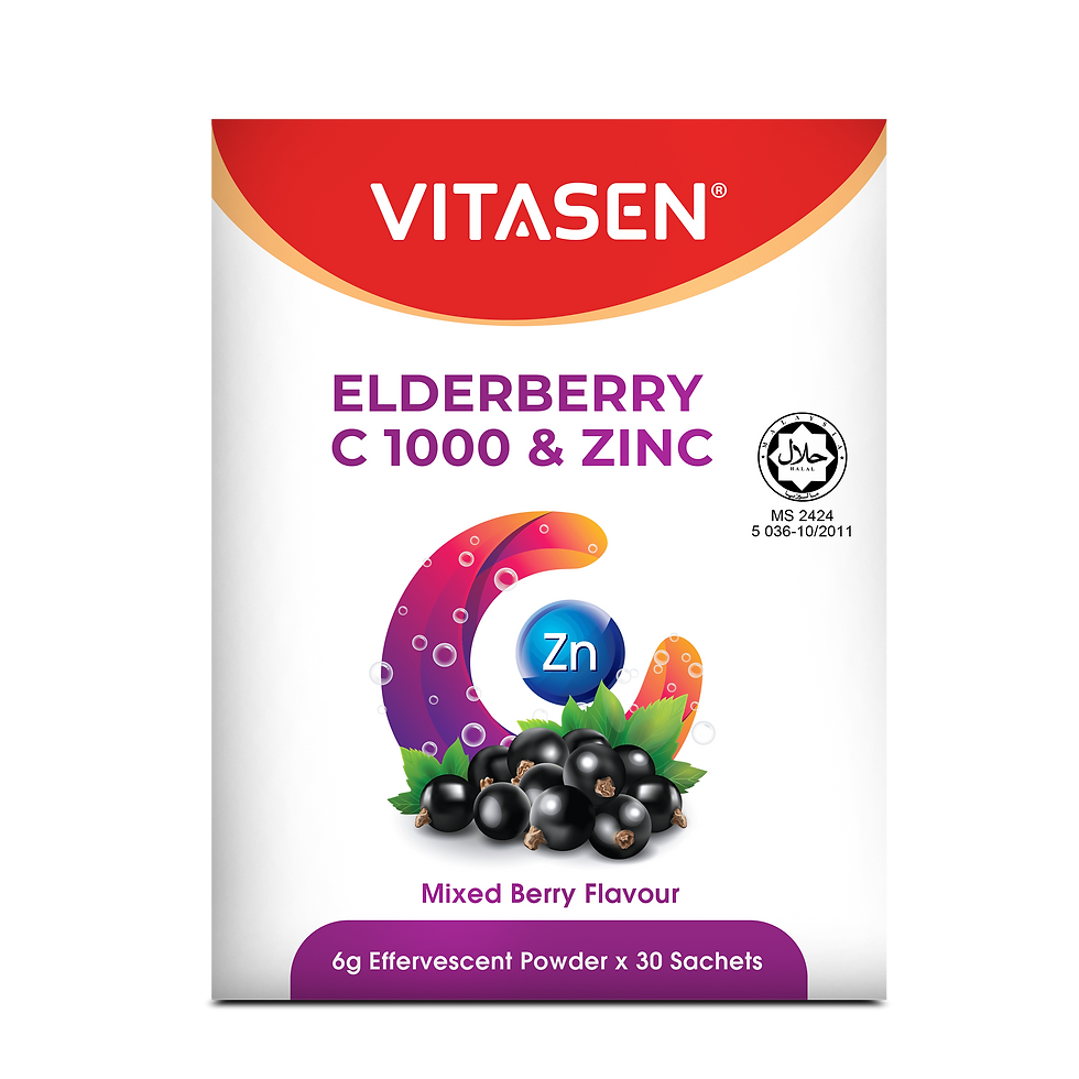 VITASEN Elderberry C 1000 & Zinc Eff Pow (Mixed Berry) - 6g x 30 Box (F)(H) v2