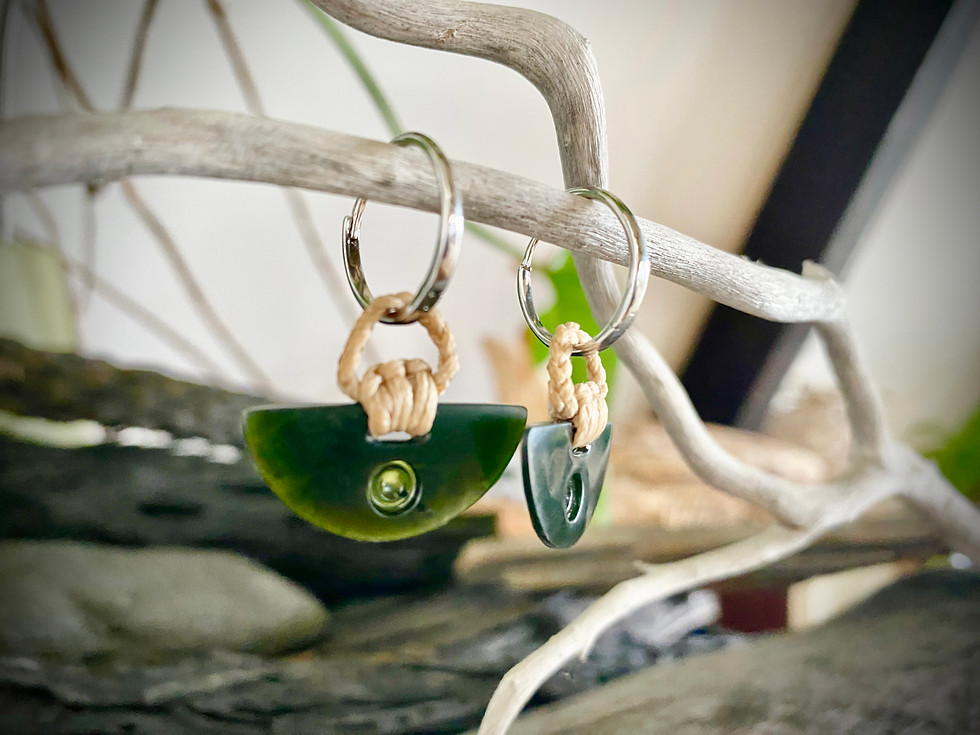 Thumbnail: Sun Ra Semi-circle Earrings w macrame binding