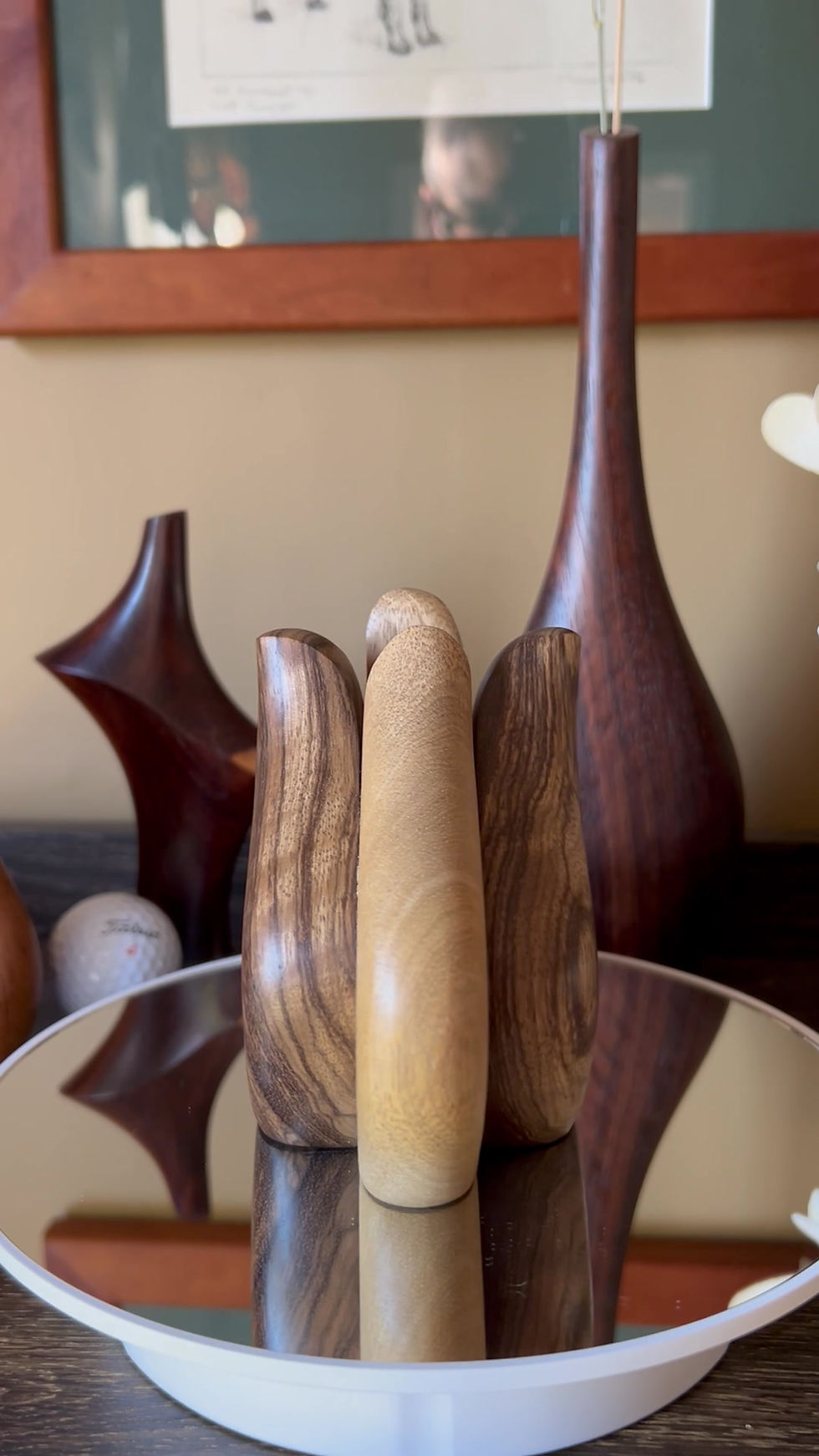 Thumbnail: 4"H x 6"W Black African Limba Orchid Weed Pot
