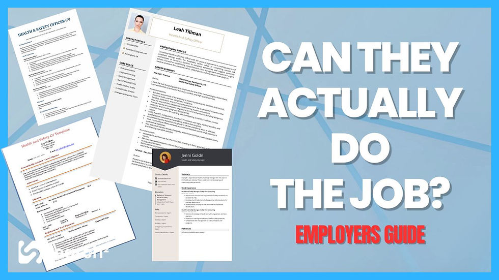Employer assessing Health and Safety candidate competence through interviews, leadership evaluation and practical scenario-based assessments.