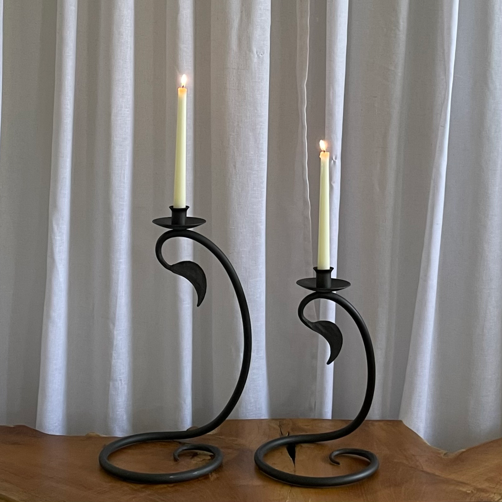 Large Cast Iron Candleholder Pair