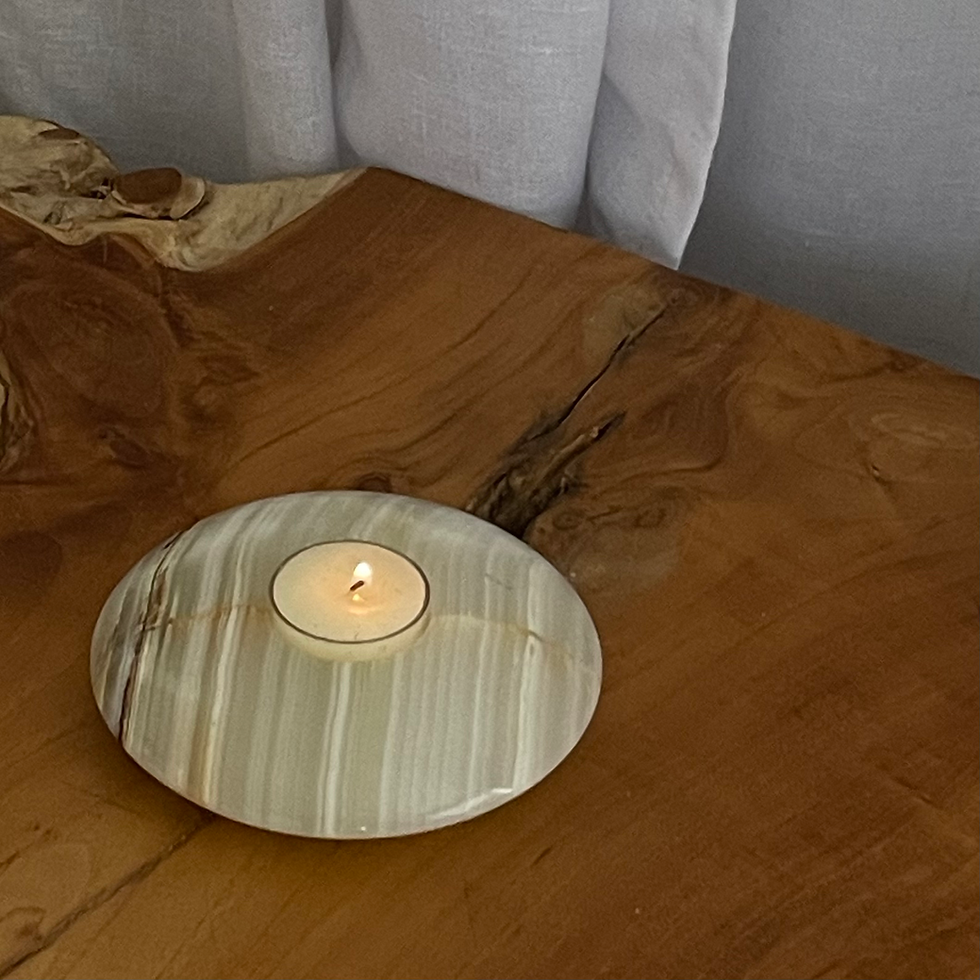 Vintage Quartz Disc Tealight Candleholder