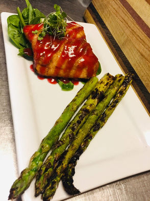 Graham Cracker Encrusted Mahi-Mahi w_ Raspberry Glaze.JPG