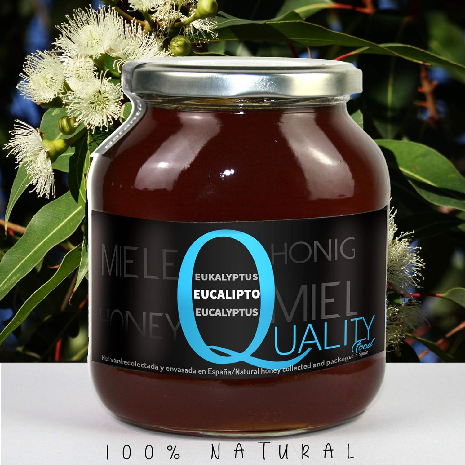Miel pura de abeja 100%. Miel cruda de Eucalipto. 1 Kg. Prod. en España