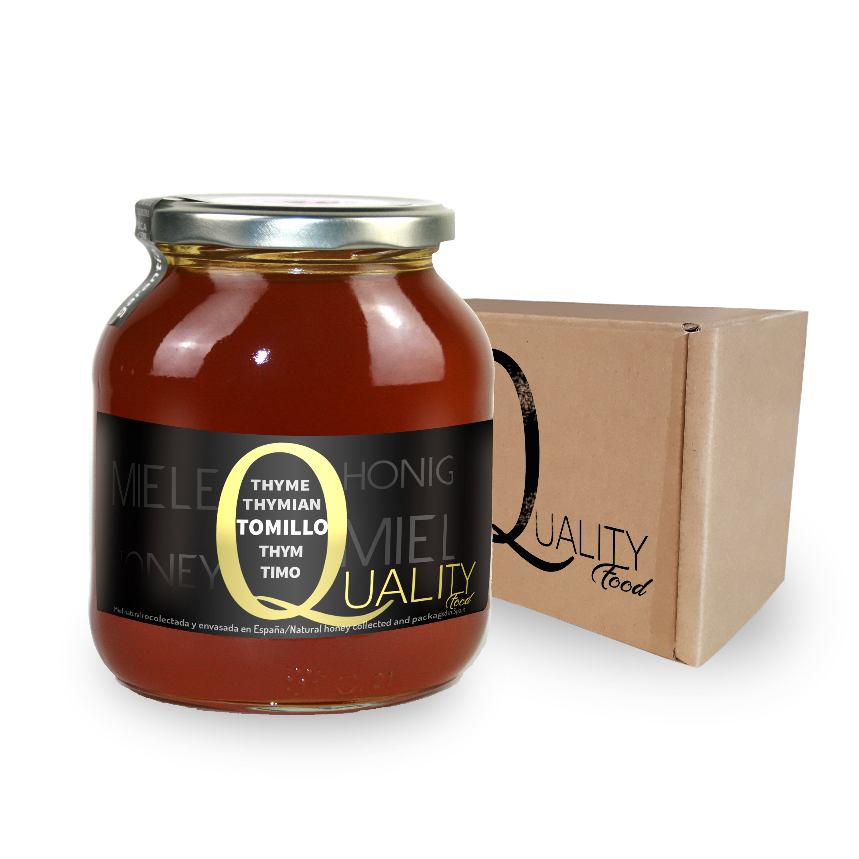 Miel pura de abeja 100%. Miel cruda de Tomillo. 1 Kg. Producida en España.