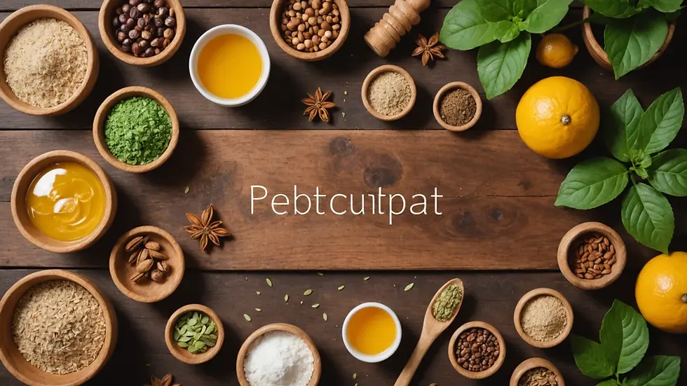 Close-up view of a wooden table with natural skincare ingredients arranged for DIY recipes