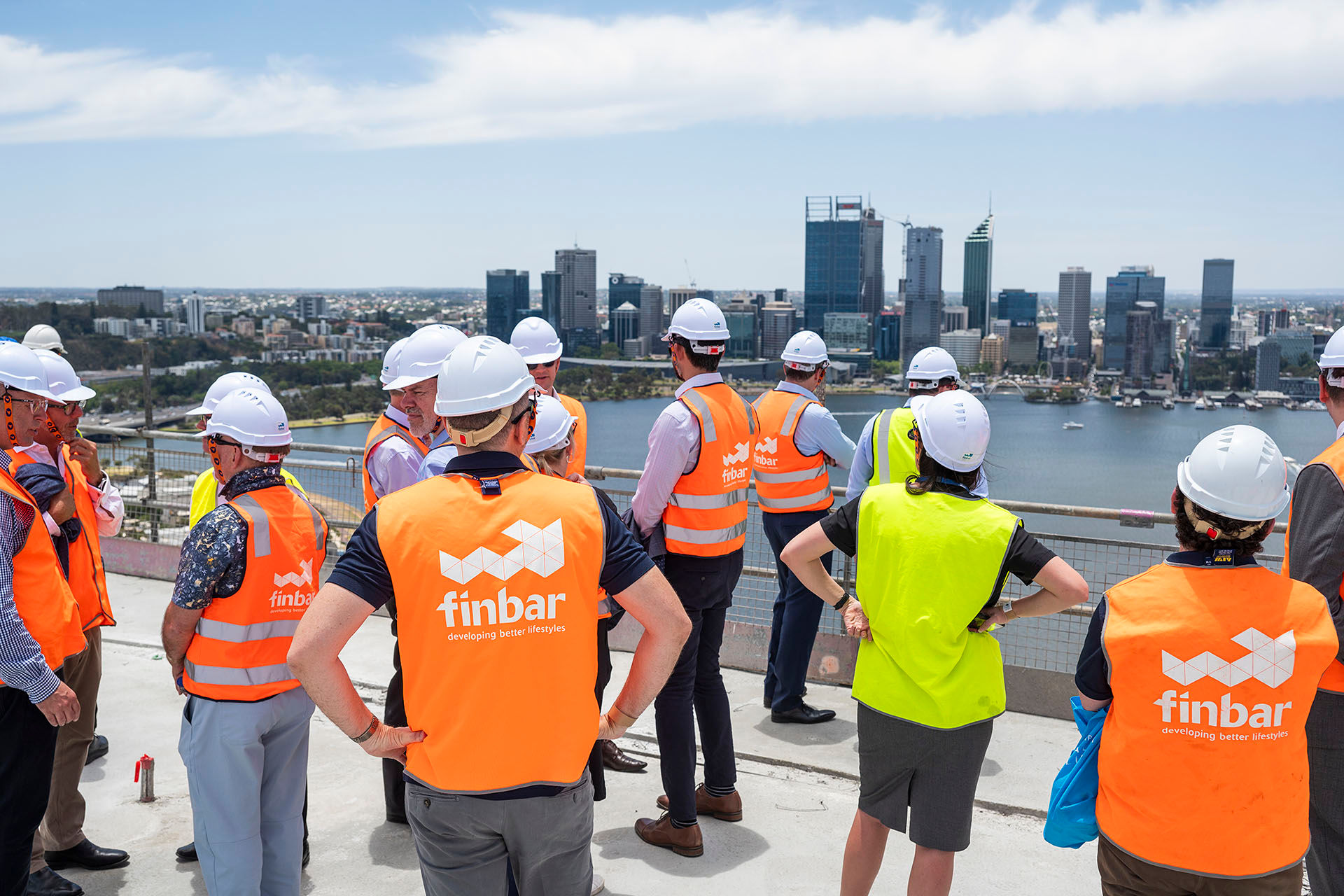 Guests attending the Civic Heart topping out ceremony