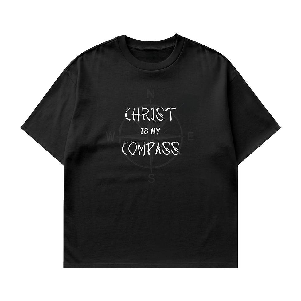 Thumbnail: Warriors Path black shirt with text “Christ Is My Compass” design