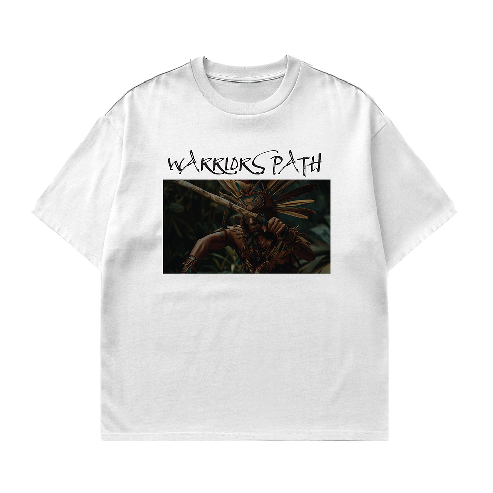 Warriors Path shirt with tribal warrior holding a spear and logo above