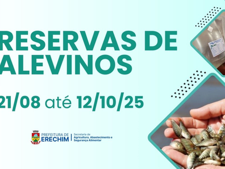 Produtores podem reservar alevinos até 12 de outubro em Erechim