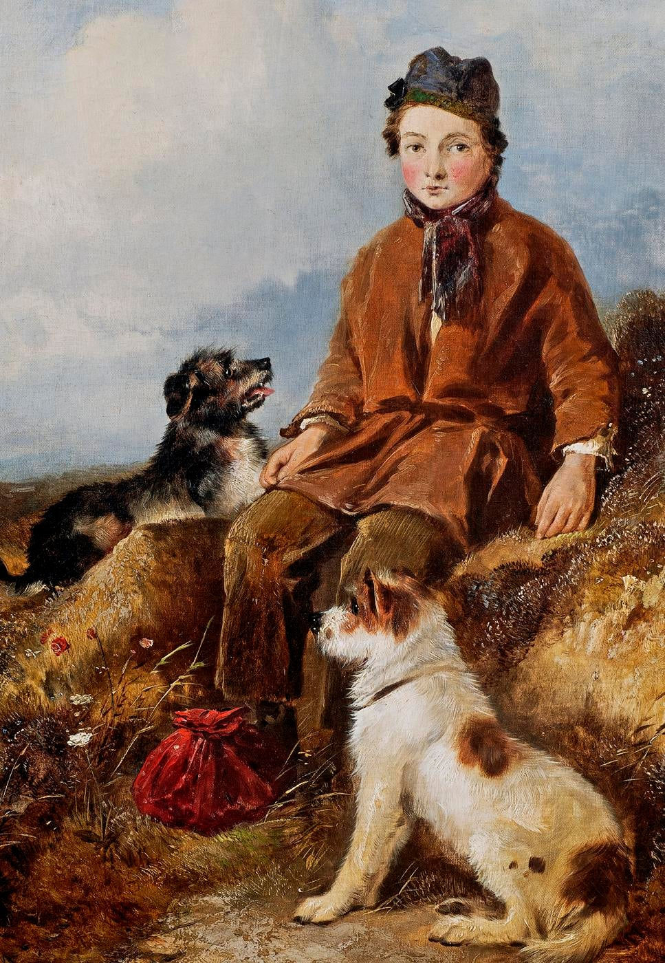 Thumbnail: “A Rest on the Way/Boy with 2 Dogs” William Walker Morris (Fl. 1850-1867)