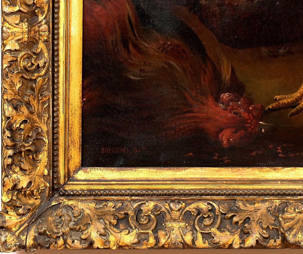 Miniatura: "A Triumphant Cockerel Crowing Over His Victory" Oil Painting on Canvas