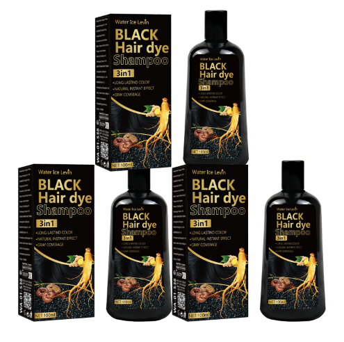Thumbnail: Black Hair Dye Shampoo 3in1 with Ginger & Biotin - Long Lasting Color & Gray Cov