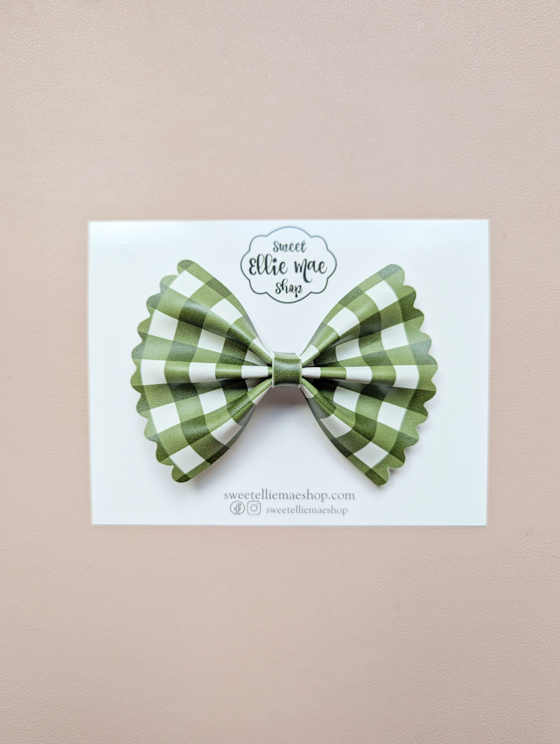 Green Check |  Scalloped Ellie Bow