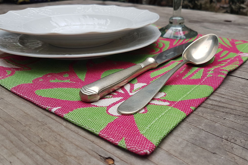 Thumbnail: FLOWERS PLACEMATS  pink & green