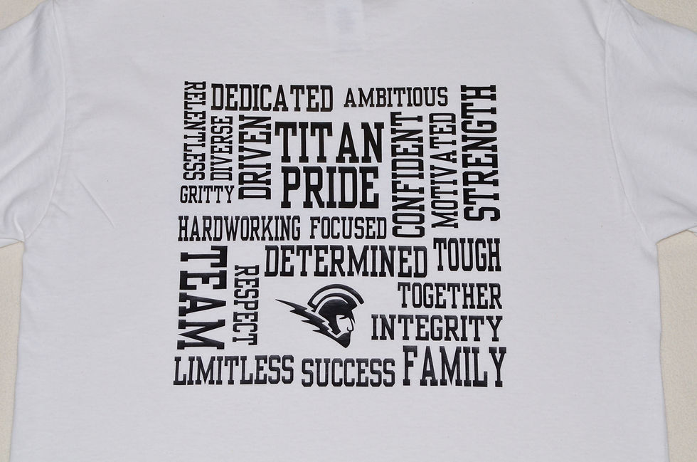 Men's White Titan Tee with Wordle on Back