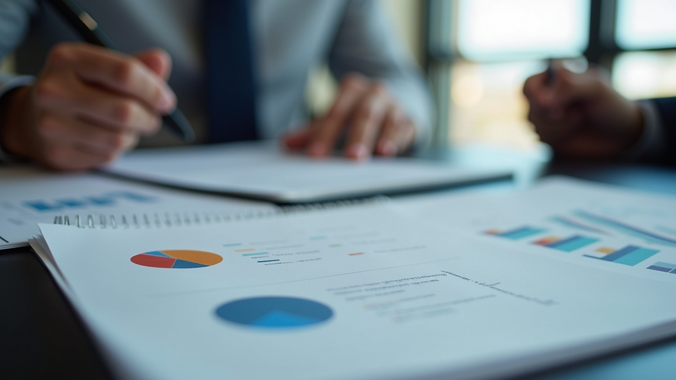 Eye-level view of business-related presentation materials