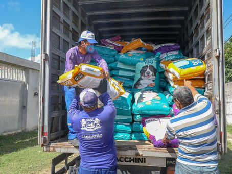 Ação entrega de 11 toneladas de ração a 100 abrigos de animais em Jaboatão