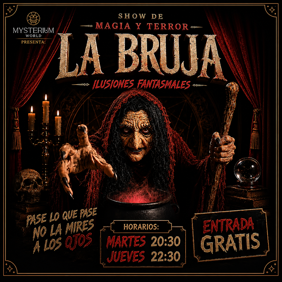 20:30 hrs | "LA BRUJA" Espectáculo magia y terror