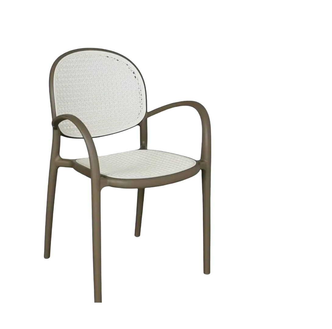 Silla de Terraza "Bistró" con Reposabrazos y Tejido Ratán