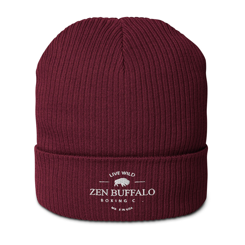 Thumbnail: Burgundy Zen Buffalo Boxing live wild workout beanie.