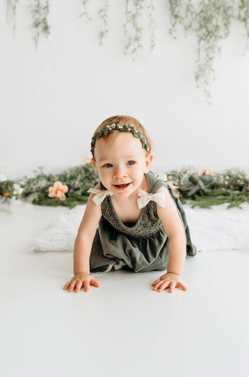 girls spring first birthday session