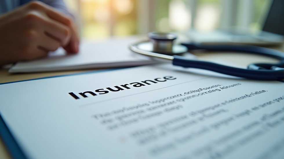 Close-up view of a medical insurance document on a table