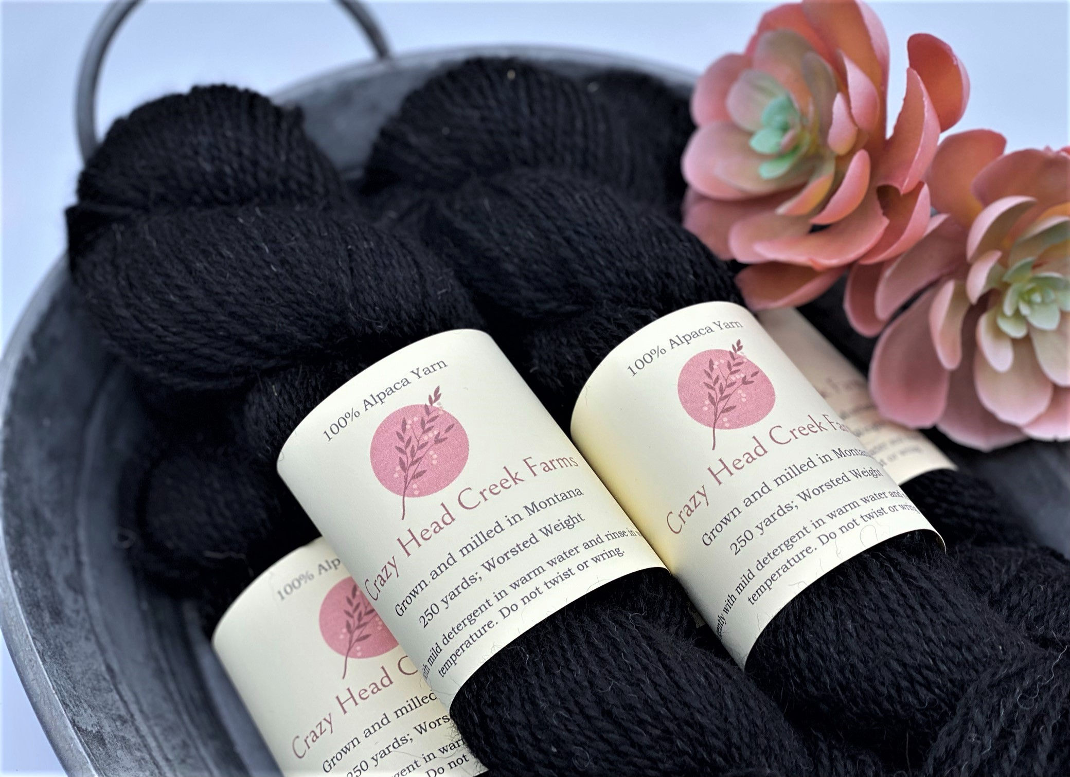 100% Alpaca Yarn, Black