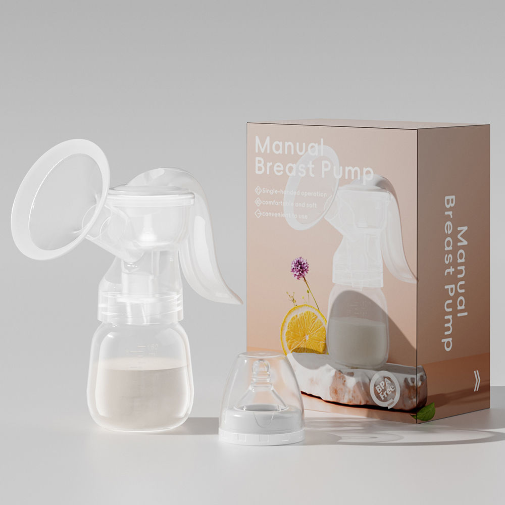 BPA-Free Manual Breast Pump Set with Piston Pump System - Includes 6.09oz Bottle