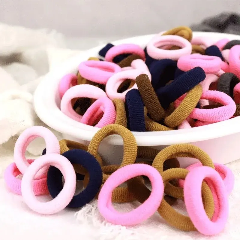 Thumbnail: 200PCS Women Girls Colorful Nylon Elastic Hair Bands Ponytail Hold Small Hair Ti