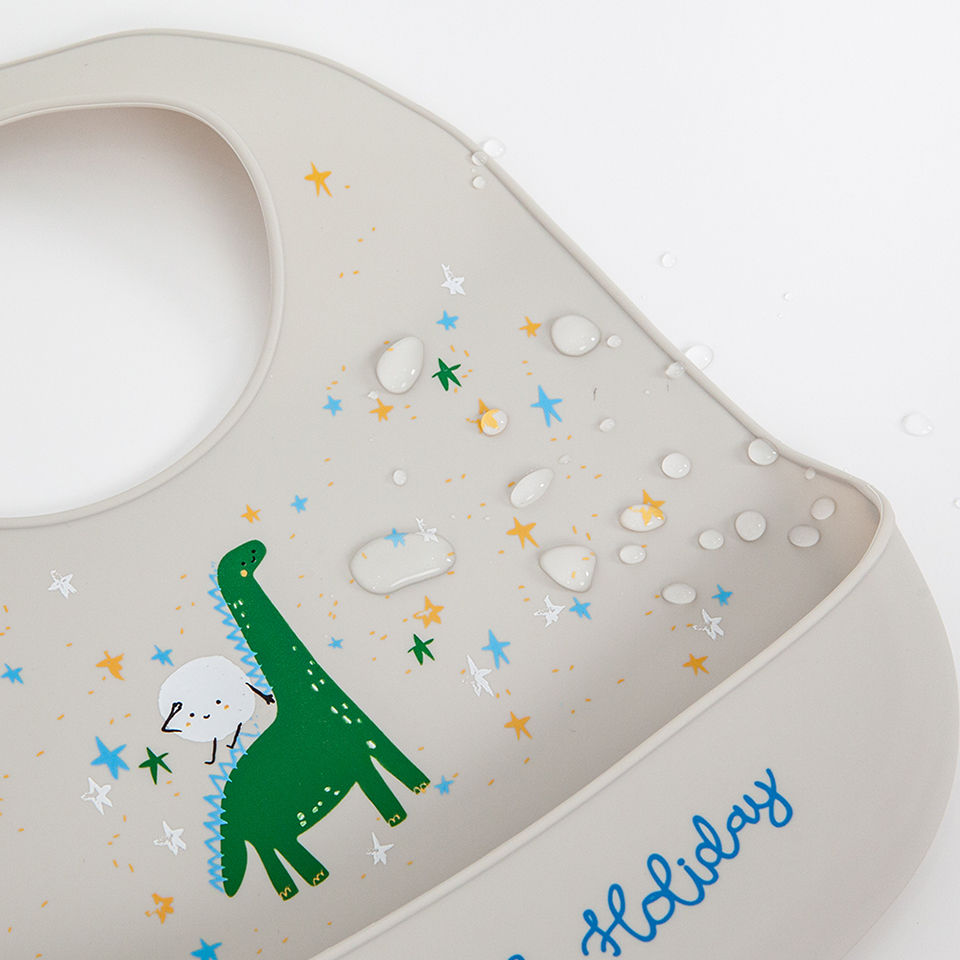Thumbnail: Waterproof Baby Bibs For Kids Eating Stuff Soft Silicone Cartoon Crocodile Print