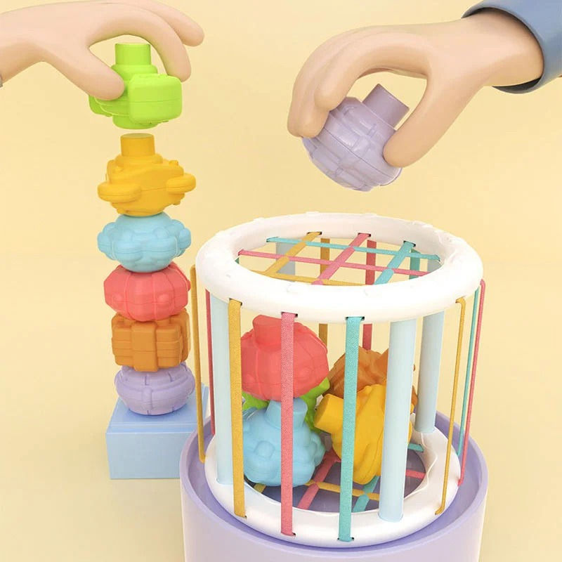 Thumbnail: Baby Montessori Shape Sorter Cube Rainbow Colorful Blocks Sorting Game Infant Co