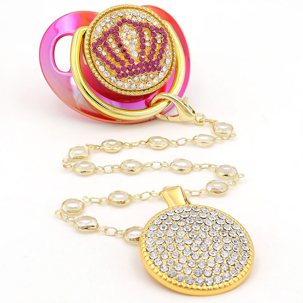 Thumbnail: Baby Pacifier Beads With Luxury Crown Bling Newborn Baby Infant Food Grade Silic