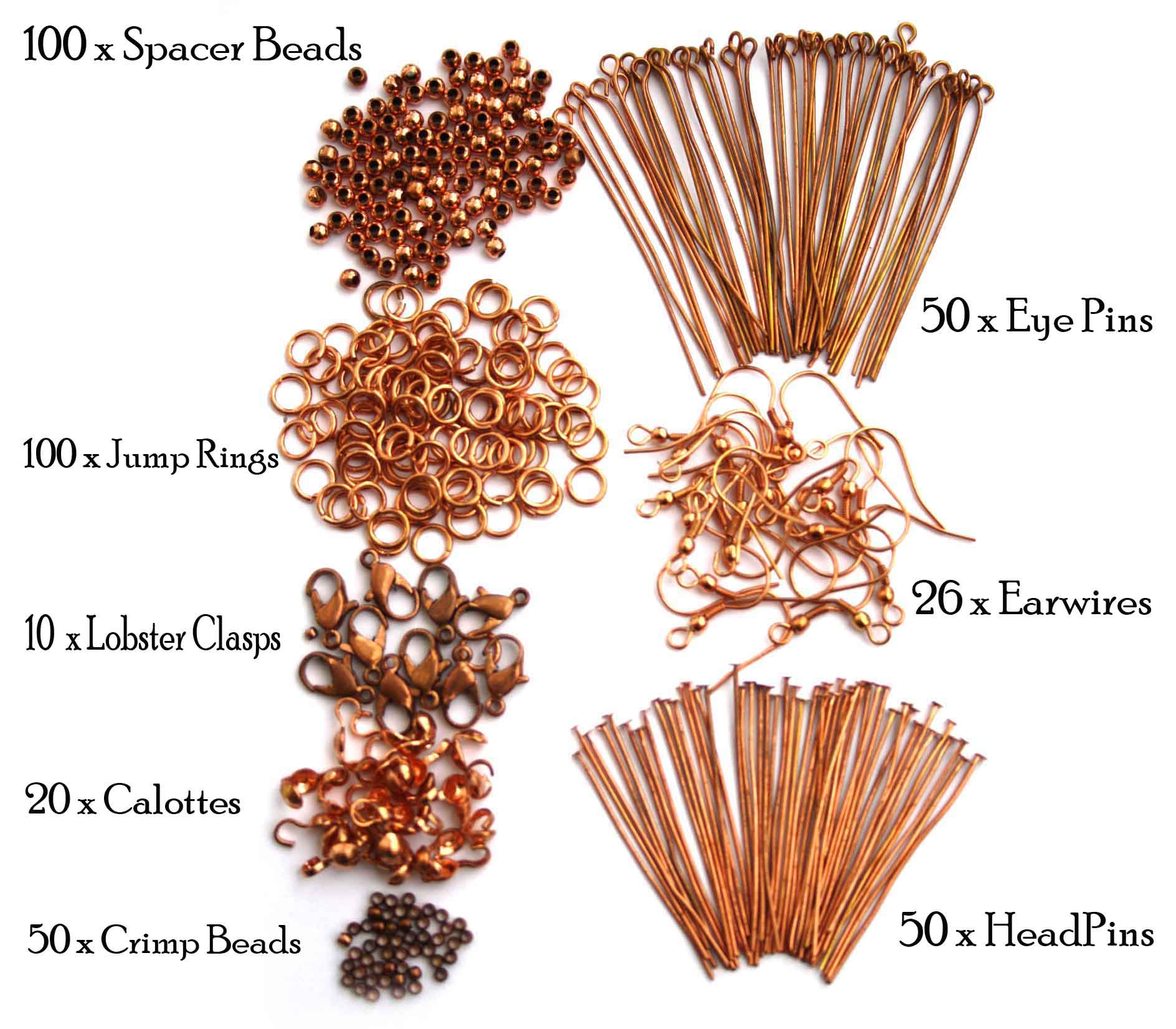 1 x Pack of Copper Jewellery Findings