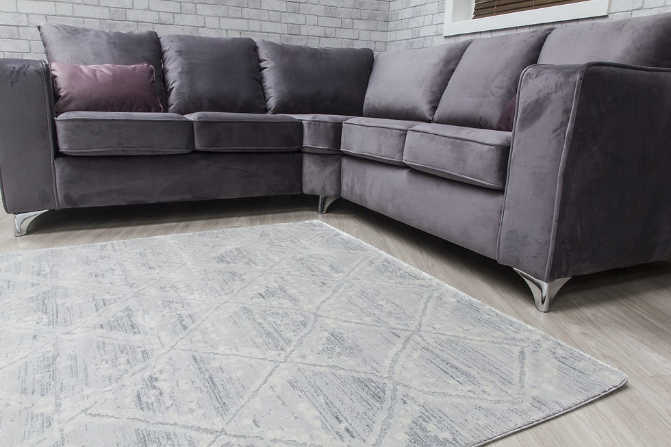 Thumbnail: Grey Cream Abstract Rug - Rococo Quadito