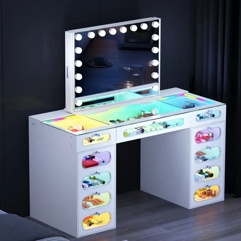 Thumbnail: Hollywood mirror with hidden jewellery drawers and Bluetooth speaker