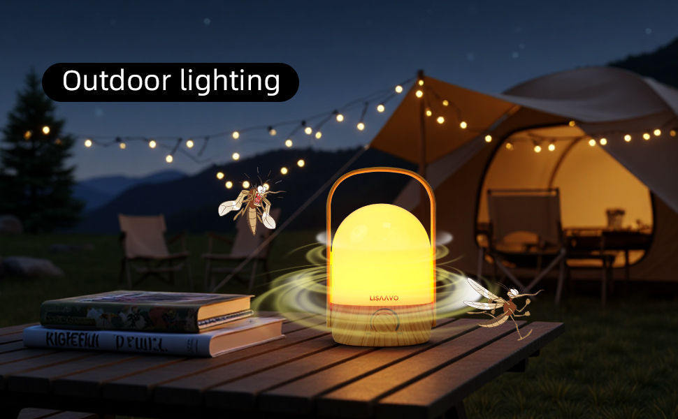 Thumbnail: Rechargeable small lamp with 2 light colours and mosquito repellent-Wood