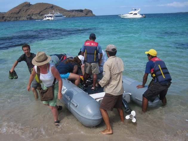 Wet landing on Galapagos Islands